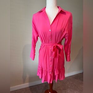 Zara Ruffle Tie Shirtdress